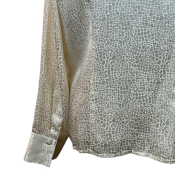 NWT Talbots Silk Blouse Button Up Cream Snake Skin Print - Picture 6 of 12